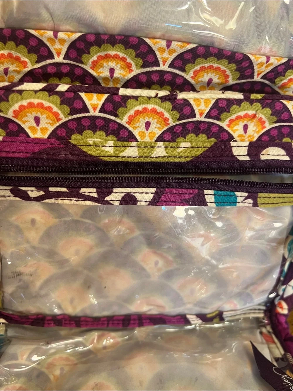 Vera Bradley Quilted Cosmetic Organizer in Purple, Cream & Teal